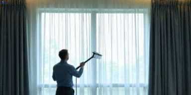 Commercial curtain steam cleaning service minyama hotels offices